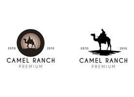 deserto cammello silhouette logo design. cammello ranch logo design. vettore