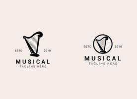 creativo e semplice musicale strumento logo. arpa logo design vettore illustrazione