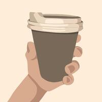 vettore isolato illustrazione di tazza di caffè nel mano.