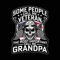 Stati Uniti d'America veterano soldato patriottico Nonno maglietta design vettore