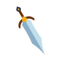 magico cartone animato acciaio spada, cavaliere arma o coltello lama. fantasia gioco arma icona nel piatto stile. vettore illustrazione