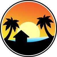 spiaggia, ricorrere silhouette logo design vettore