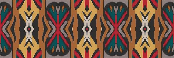 modello etnico ikat senza cuciture in tribale. design per sfondo, carta da parati, illustrazione vettoriale, tessuto, abbigliamento, moquette, tessuto, batik, ricamo. vettore