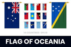 bandiere di Oceania verticale calcio bandierina vettore