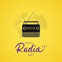 mondo Radio giorno manifesto piatto, disegno, vettore, astratto grafico. di 4 febbraio vettore