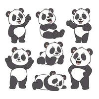 carino panda vettore scarabocchio stile illustrazione