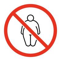 proibito per essere obeso, corpo con Grasso, linea icona. Salute rischi di essere sovrappeso, peso perdita consiglio. rischio di diabete e Salute i problemi di persona. vettore cartello illustrazione