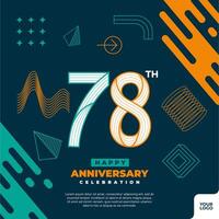 78 ° anniversario celebrazione logotipo con colorato astratto geometrico forma y2k sfondo vettore
