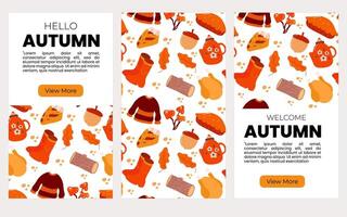 autunno sociale media banner modello. manifesto, coperchio, con mano disegnato elemento vettore illustrazione