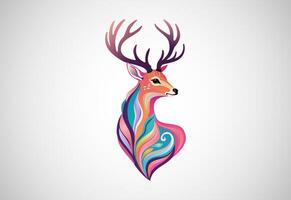 cervo colorato logo. cervo testa logo design vettore illustrazione.