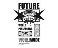futuristico illustrazione di mondo retrò manifesto t camicia disegno, vettore grafico, tipografico manifesto o magliette strada indossare e urbano stile