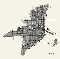 città strada carta geografica di miami, Florida, Stati Uniti d'America vettore