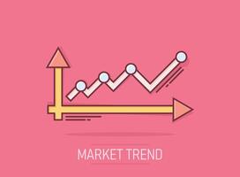 mercato tendenza icona nel comico stile. finanziario crescita cartone animato vettore illustrazione su isolato sfondo. aumentare spruzzo effetto attività commerciale concetto.