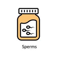 spermatozoi vettore pieno schema icona stile illustrazione. eps 10 file