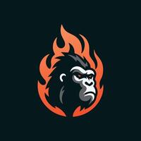 gorilla fuoco testa logo vettore modello