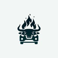 macchina, fuoco, e Toro testa logo modello vettore uso maglietta design
