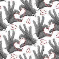 modello di mani piegato nel il forma di un' cuore, nel il stile di grunge pop arte per San Valentino giorno. ripetendo mani, a forma di cuore dita per stampa su un' regalo scatola per un' amato uno. un' dichiarazione vettore