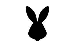 silhouette di un' coniglio testa. Pasqua coniglietto. isolato su bianca sfondo. un' semplice nero icona di lepre. carino animale. ideale per logo, emblema, pittogramma, Stampa, design elemento per saluto carta, vettore