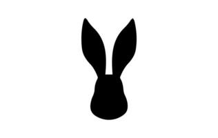 silhouette di un' coniglio testa. Pasqua coniglietto. isolato su bianca sfondo. un' semplice nero icona di lepre. carino animale. ideale per logo, emblema, pittogramma, Stampa, design elemento per saluto carta vettore