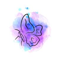 viola e blu la farfalla, inchiostro, acquerello vettore