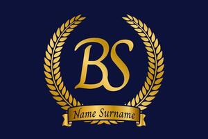 iniziale lettera B e S, bs monogramma logo design con alloro ghirlanda. lusso d'oro calligrafia font. vettore