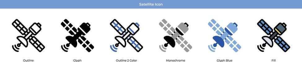satellitare icona impostato vettore