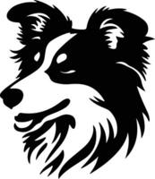 Shetland cane da pastore silhouette ritratto vettore