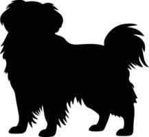 tibetano spaniel nero silhouette vettore