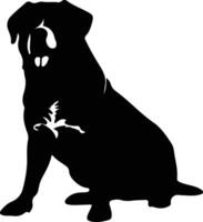 rottweiler nero silhouette vettore