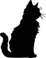 americano bobtail gatto nero silhouette vettore