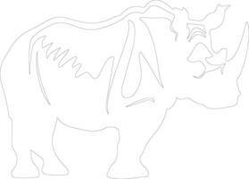 bianca rinoceronte schema silhouette vettore