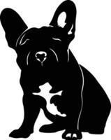 francese bulldog nero silhouette vettore