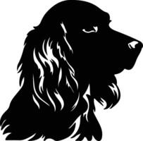 ragazzo spaniel nero silhouette vettore