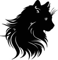 orientale capelli lunghi gatto silhouette ritratto vettore