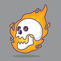 gratuito vettore cartone animato cranio con fuoco arte disegno, vettore illustrazione