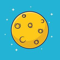 gratuito vettore cartone animato Luna nel il cielo arte disegno, vettore illustrazione
