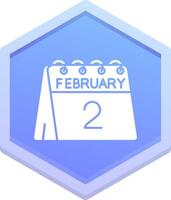 2 ° di febbraio poligono icona vettore