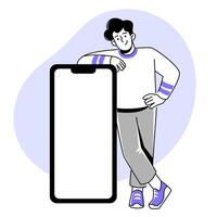illustrazione di uomo con smartphone vettore