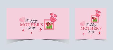 impostato di contento La madre di giorno ragnatela banner e inviare modelli. La madre di giorno saluto carta con 3d amore palloncini. contento mamma amore cartello con cuore e fiori. volante rosa carta cuori. mamma amore sfondo vettore