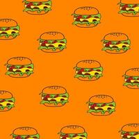 hamburger veloce cibo modello su giallo sfondo vettore