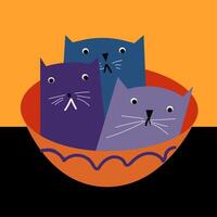 gattini famiglia vettore cartone animato illustrazione