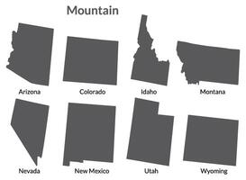 Stati Uniti d'America stati montagna regioni carta geografica. vettore