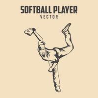 softball giocatore nero illustrazione vettore