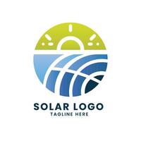 solare energia pannello elettrico solare logo design vettore