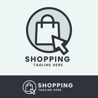 in linea shopping e-commerce logo design vettore
