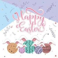 contento Pasqua carta. decorato Pasqua uova - vettore