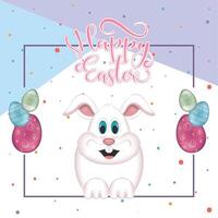 contento Pasqua carta. contento Pasqua coniglietto cartone animato con Pasqua uova - vettore