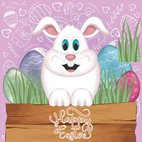 contento Pasqua carta. contento Pasqua coniglietto cartone animato con Pasqua uova - vettore