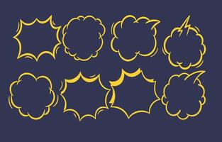 un' impostato di giallo nuvole e fulmini. discorso bolle vettore illustrazione