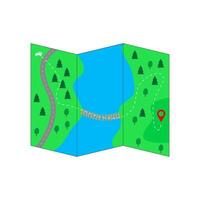 un' turista carta geografica di il la zona. campeggio, escursionismo, in viaggio. vettore illustrazione.